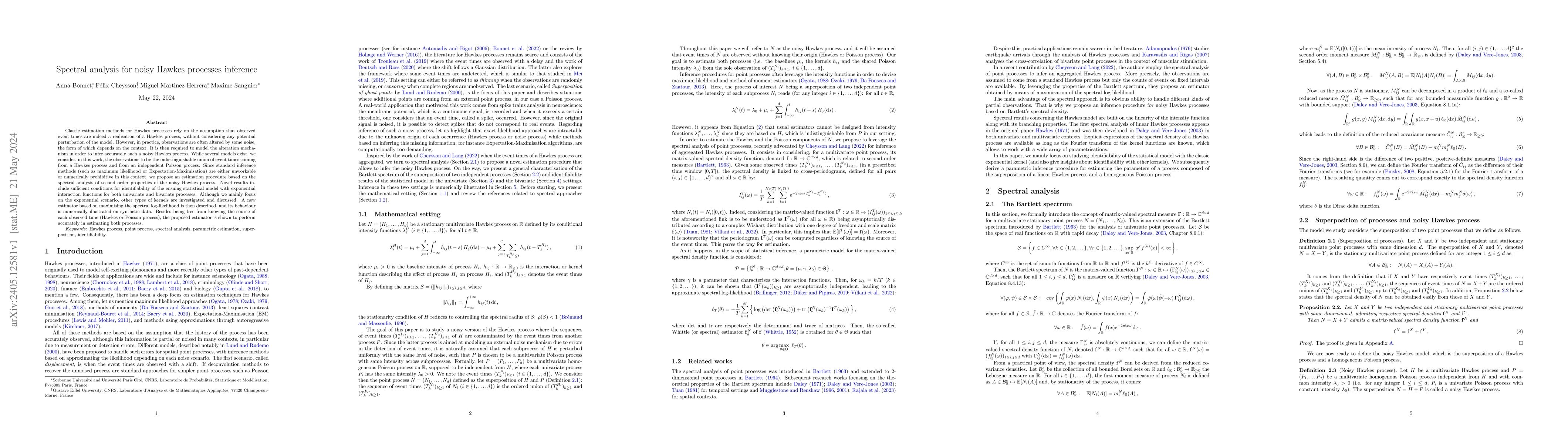 Thumbnail for Spectral analysis for noisy Hawkes processes inference