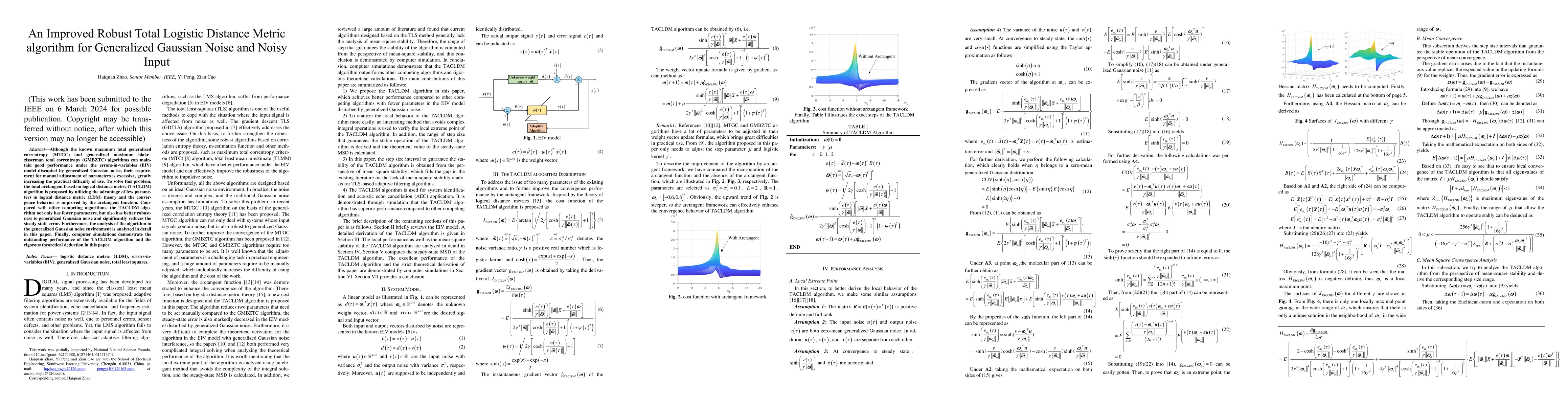 Thumbnail for An Improved Robust Total Logistic Distance Metric algorithm for
  Generalized Gaussian Noise and Noisy Input