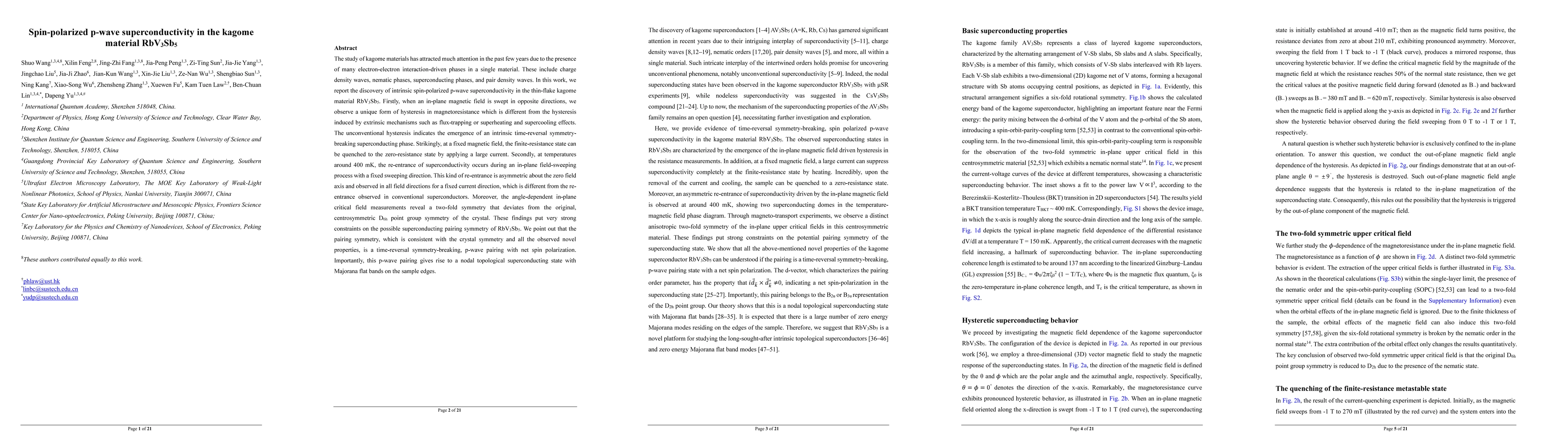 Thumbnail for Spin-polarized p-wave superconductivity in the kagome material
  RbV$_3$Sb$_5$