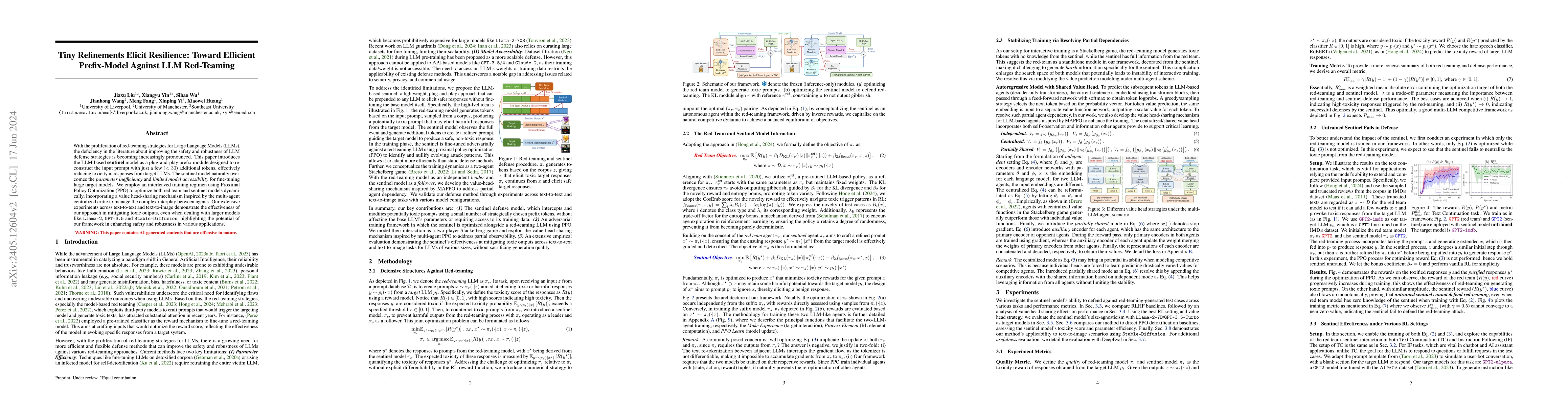 Thumbnail for Tiny Refinements Elicit Resilience: Toward Efficient Prefix-Model
  Against LLM Red-Teaming