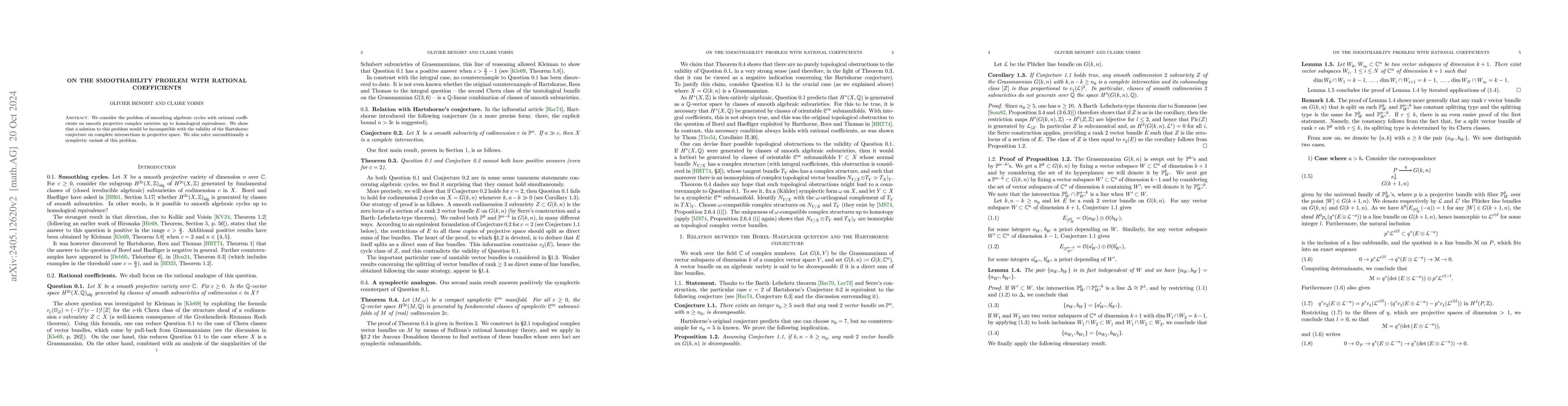 Thumbnail for On the smoothability problem with rational coefficients