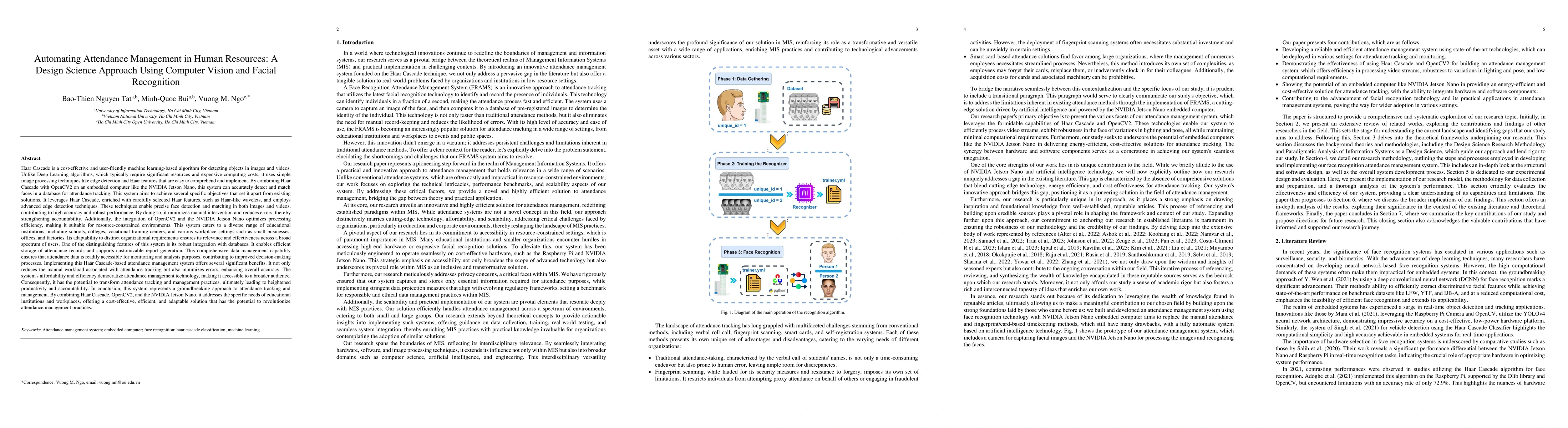 Thumbnail for Automating Attendance Management in Human Resources: A Design Science
  Approach Using Computer Vision and Facial Recognition