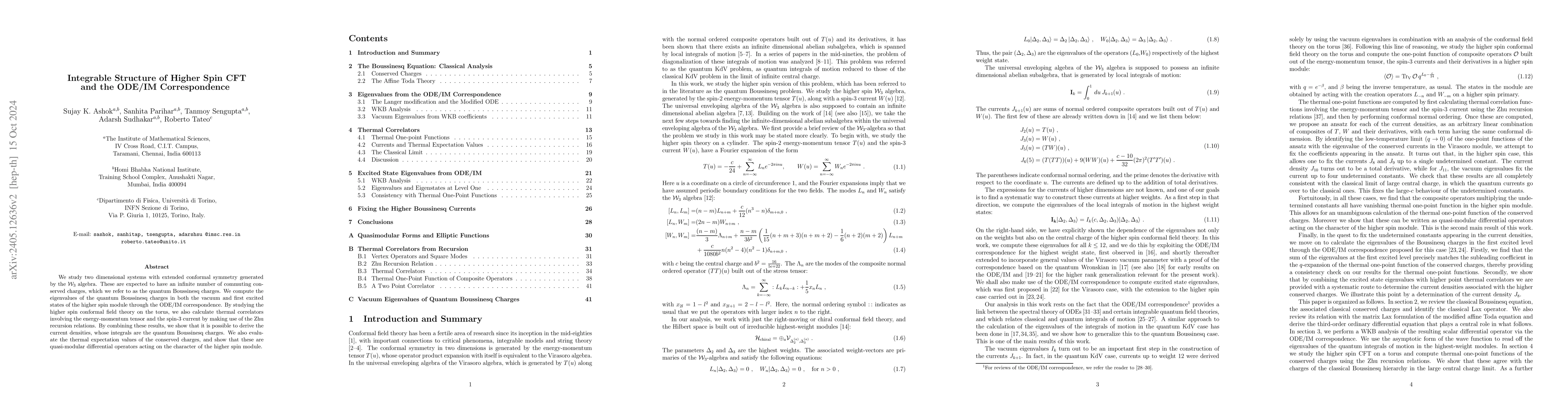 Thumbnail for Integrable Structure of Higher Spin CFT and the ODE/IM Correspondence
