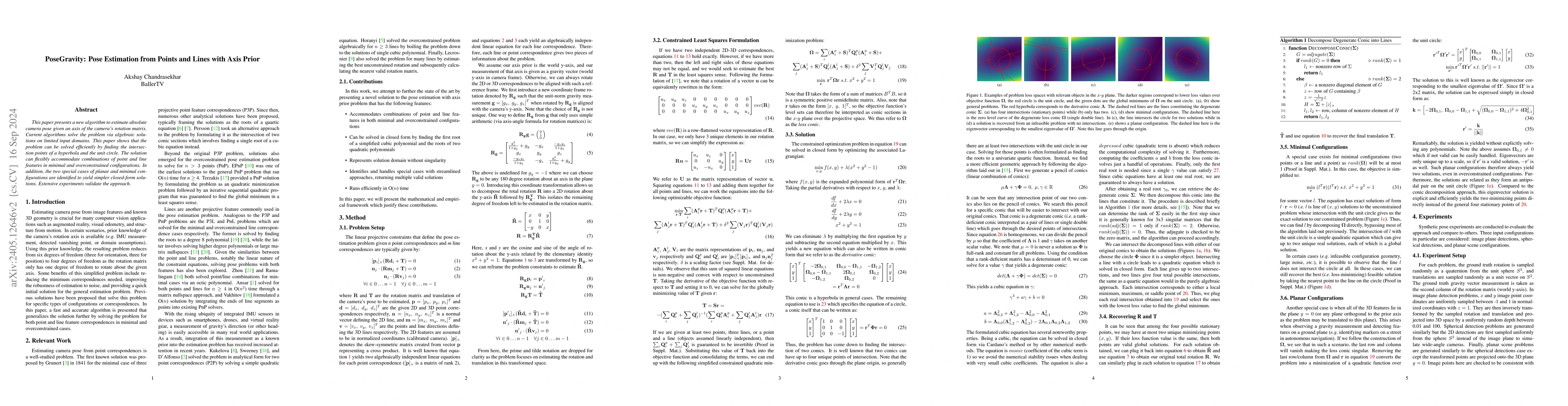 Thumbnail for PoseGravity: Pose Estimation from Points and Lines with Axis Prior