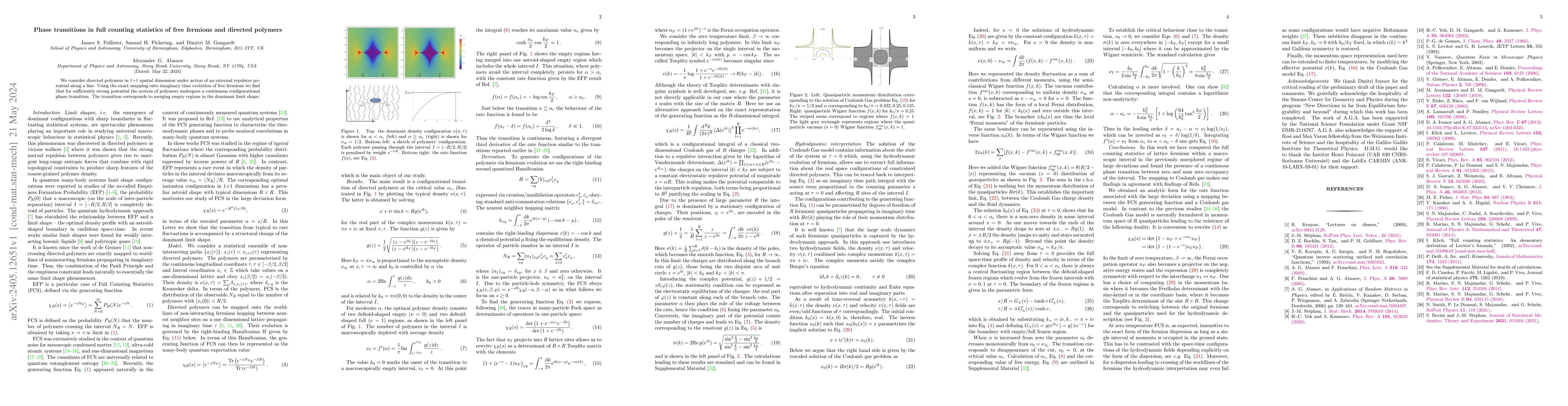 Thumbnail for Phase transitions in full counting statistics of free fermions and
  directed polymers