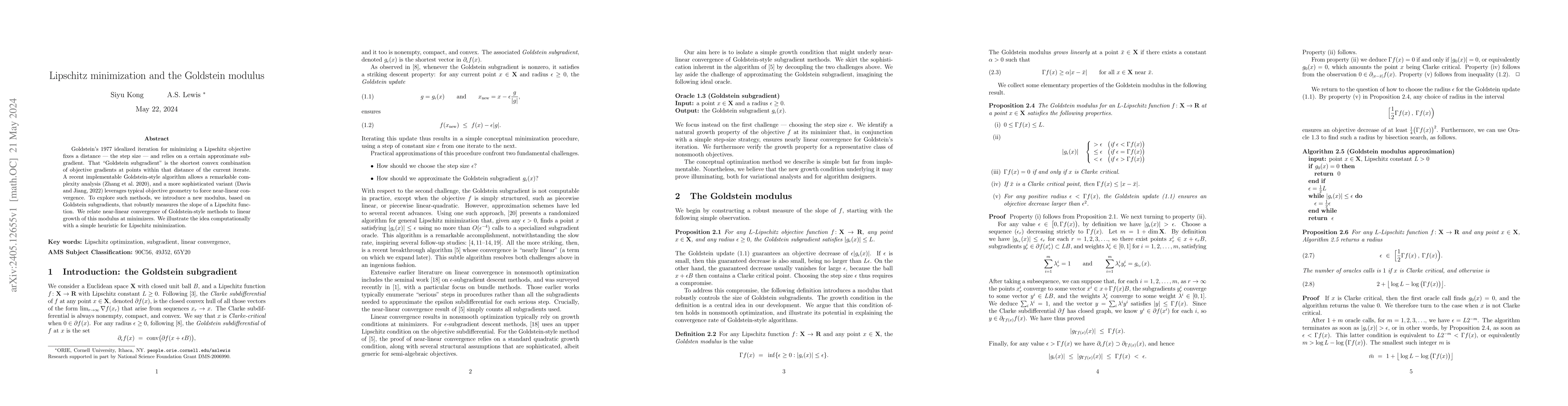 Thumbnail for Lipschitz minimization and the Goldstein modulus