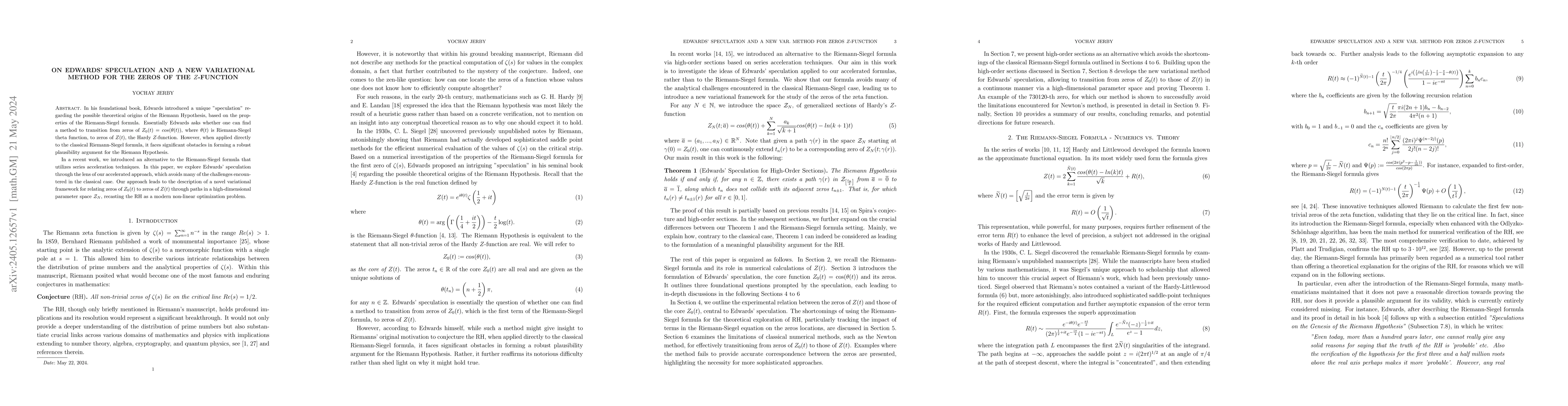 Thumbnail for On Edwards' Speculation and a New Variational Method for the Zeros of
  the $Z$-Function