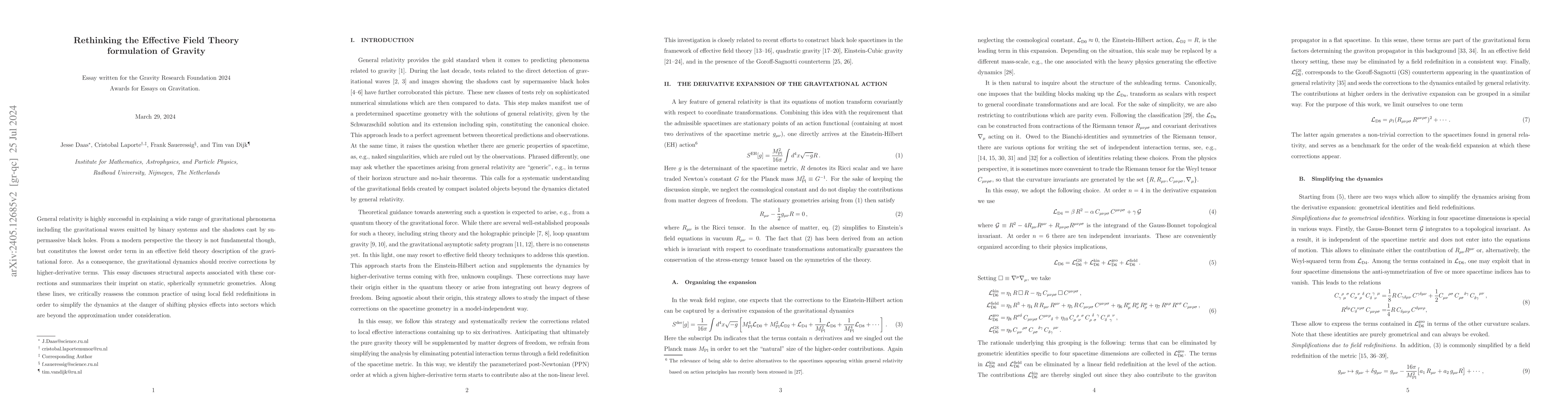 Thumbnail for Rethinking the Effective Field Theory formulation of Gravity