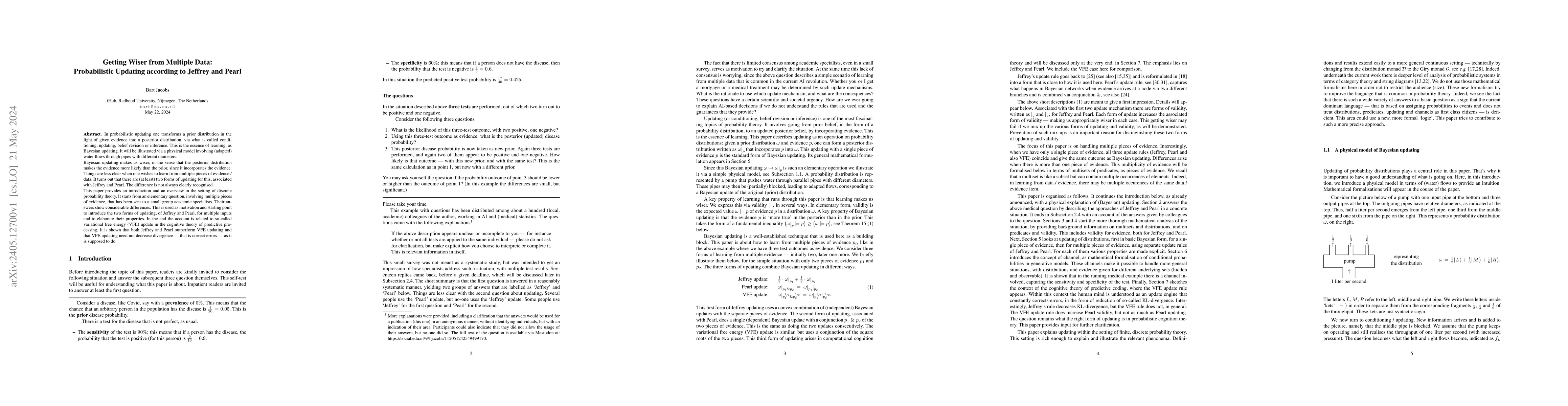 Thumbnail for Getting Wiser from Multiple Data: Probabilistic Updating according to
  Jeffrey and Pearl