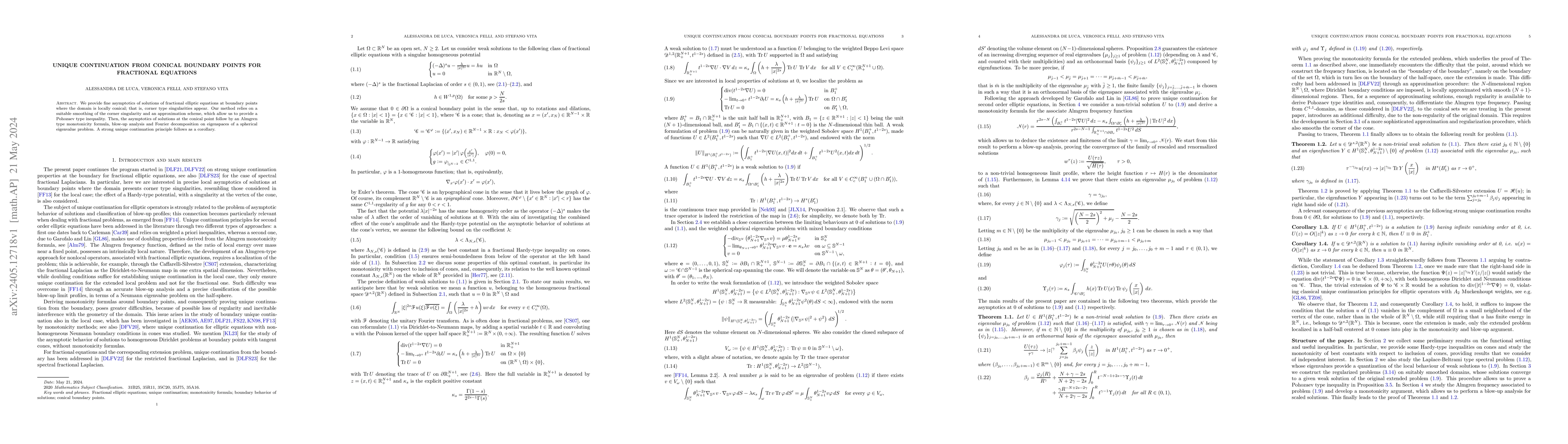 Thumbnail for Unique continuation from conical boundary points for fractional
  equations