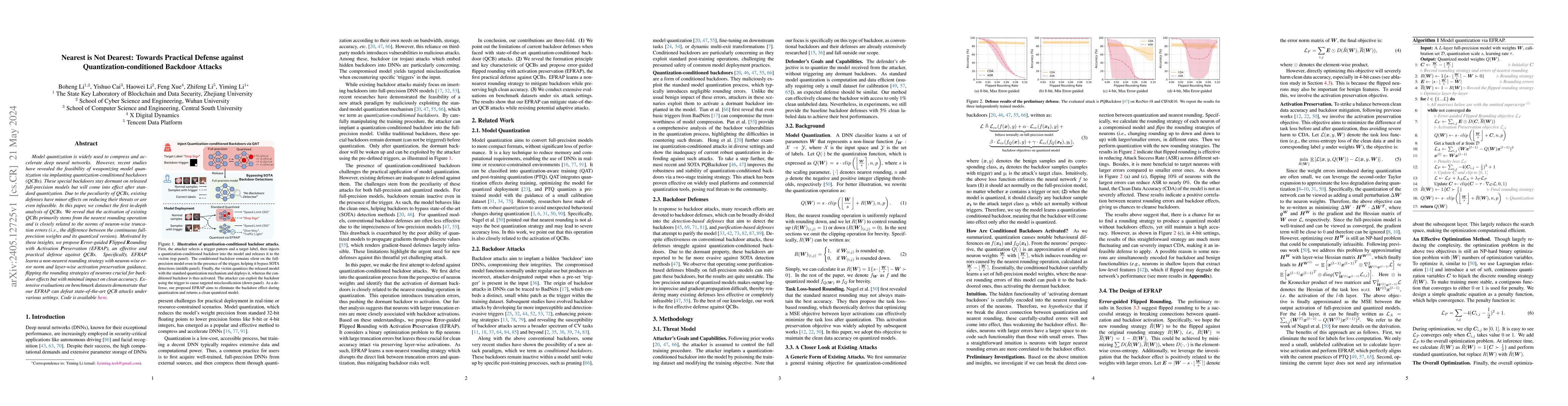 Thumbnail for Nearest is Not Dearest: Towards Practical Defense against
  Quantization-conditioned Backdoor Attacks
