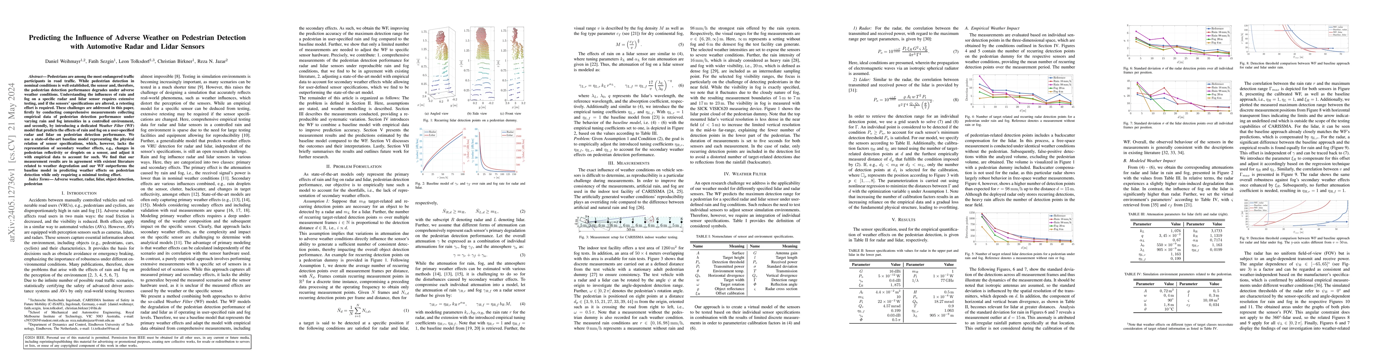 Thumbnail for Predicting the Influence of Adverse Weather on Pedestrian Detection with
  Automotive Radar and Lidar Sensors