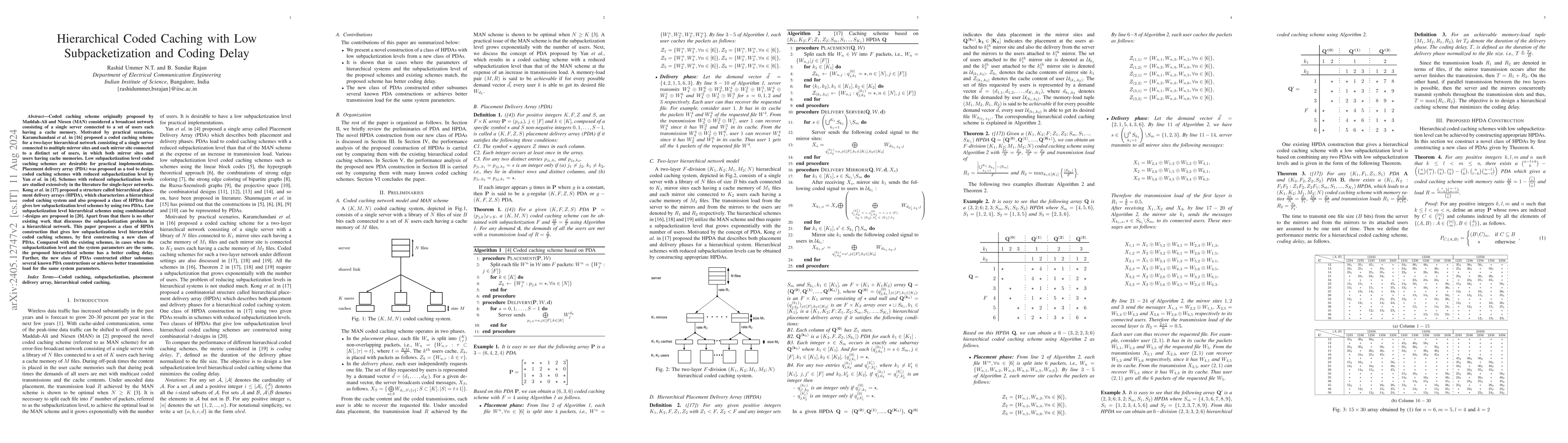 Thumbnail for Hierarchical Coded Caching with Low Subpacketization and Coding Delay
