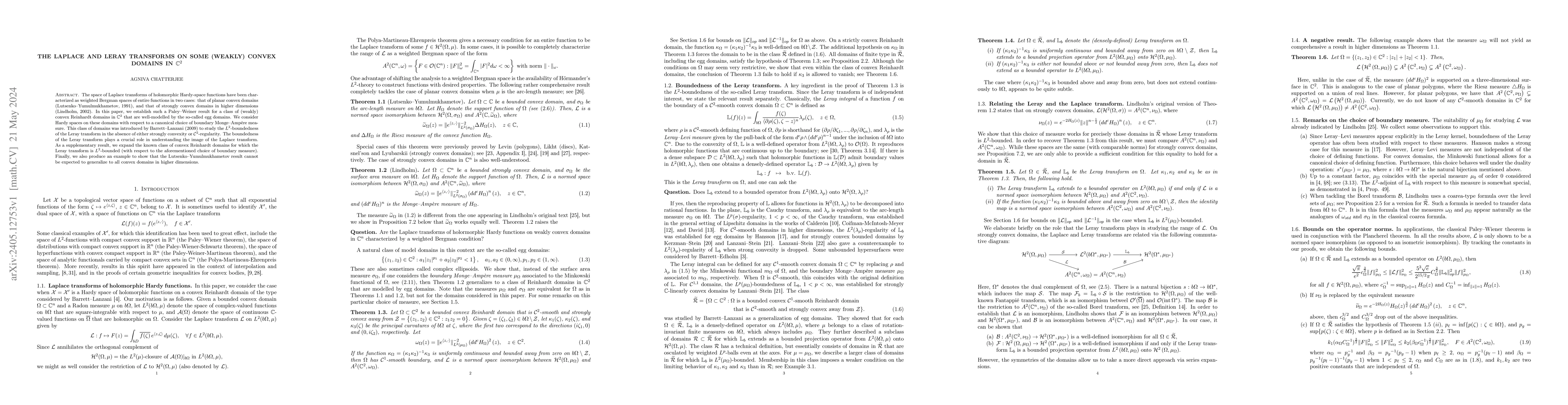 Thumbnail for The Laplace and Leray transforms on some (weakly) convex domains in
  $\mathbb{C}^2$