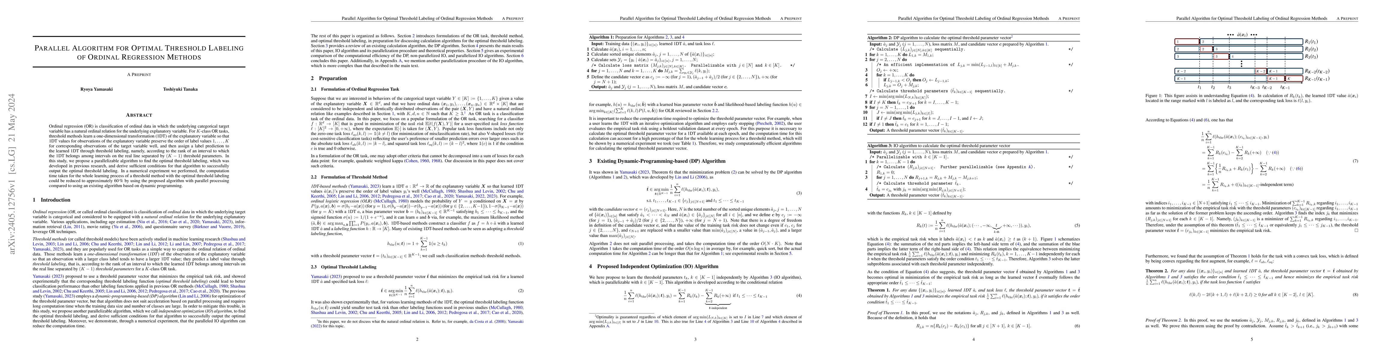 Thumbnail for Parallel Algorithm for Optimal Threshold Labeling of Ordinal Regression
  Methods