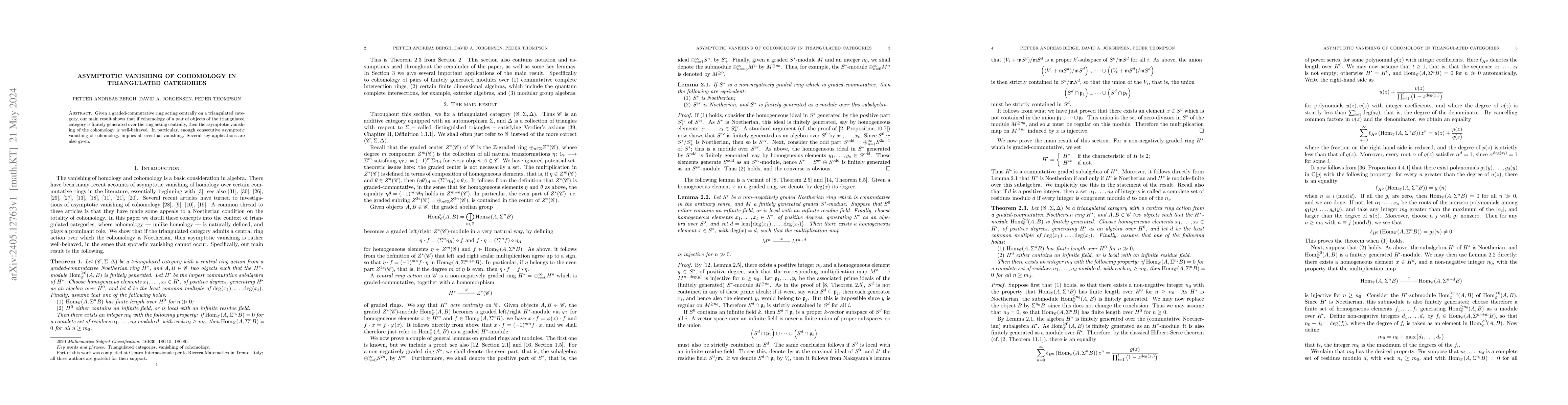 Thumbnail for Asymptotic vanishing of cohomology in triangulated categories
