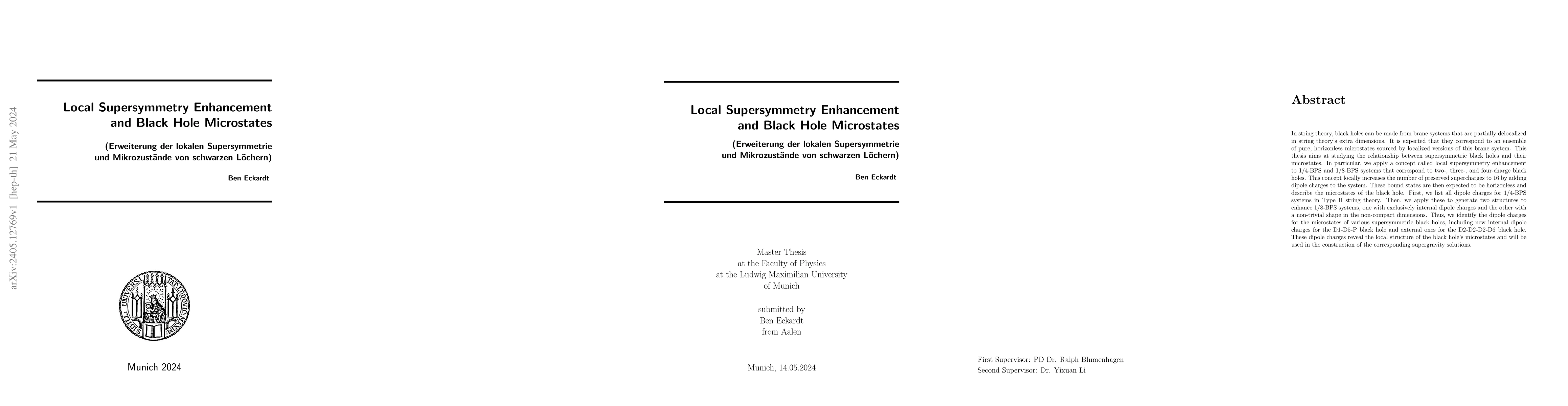 Thumbnail for Local Supersymmetry Enhancement and Black Hole Microstates