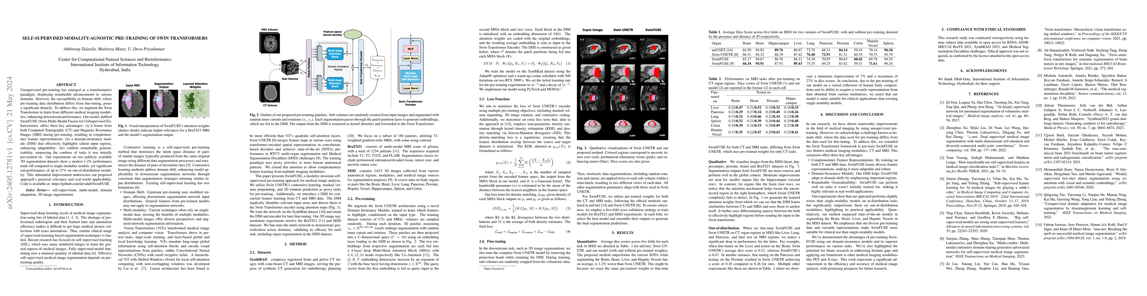 Thumbnail for Self-Supervised Modality-Agnostic Pre-Training of Swin Transformers