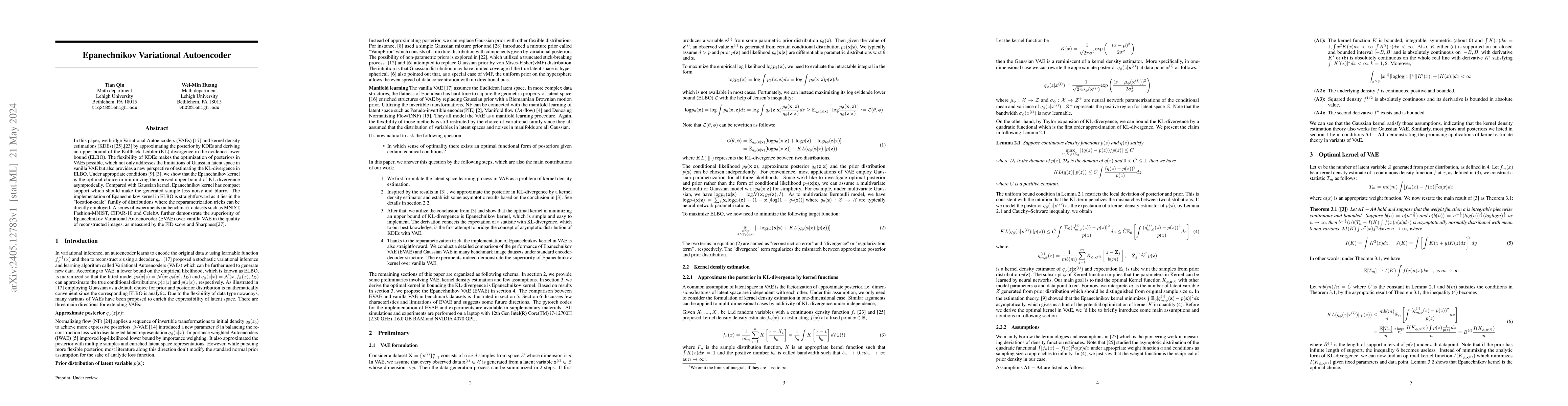 Thumbnail for Epanechnikov Variational Autoencoder