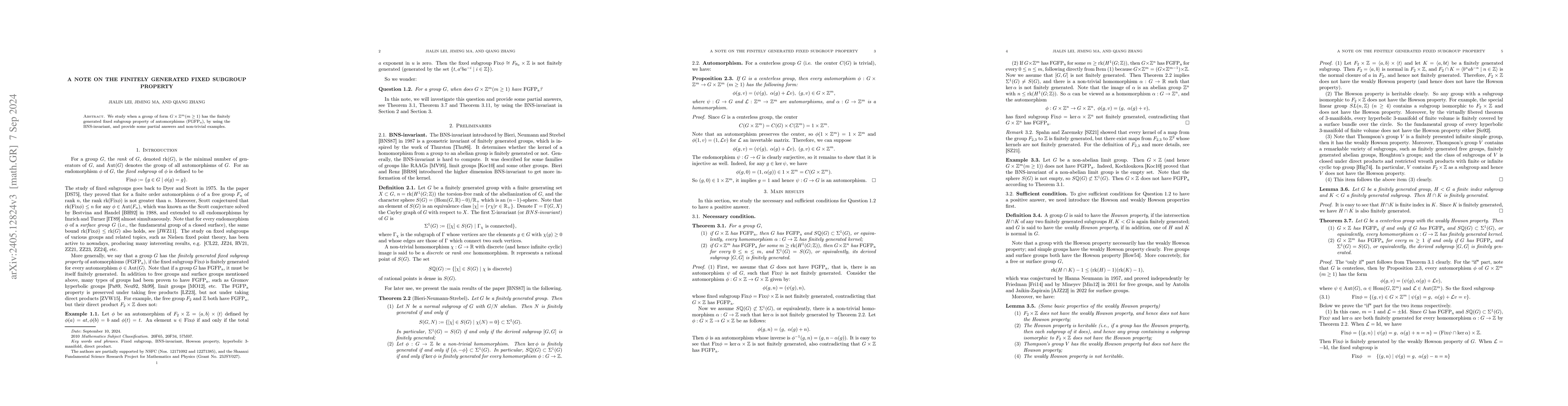 Thumbnail for A note on the finitely generated fixed subgroup property