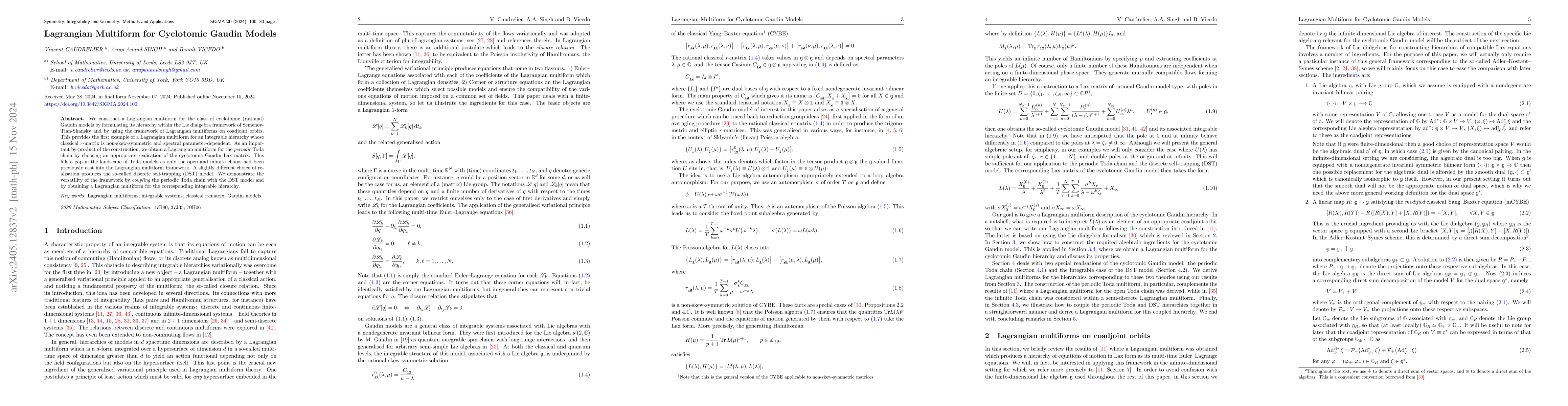 Thumbnail for Lagrangian multiform for cyclotomic Gaudin models