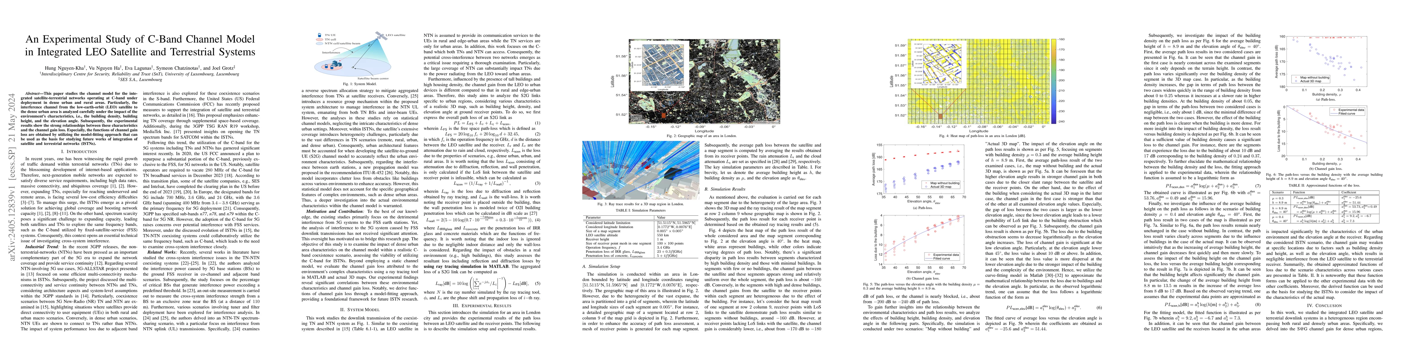 Thumbnail for An Experimental Study of C-Band Channel Model in Integrated LEO
  Satellite and Terrestrial Systems