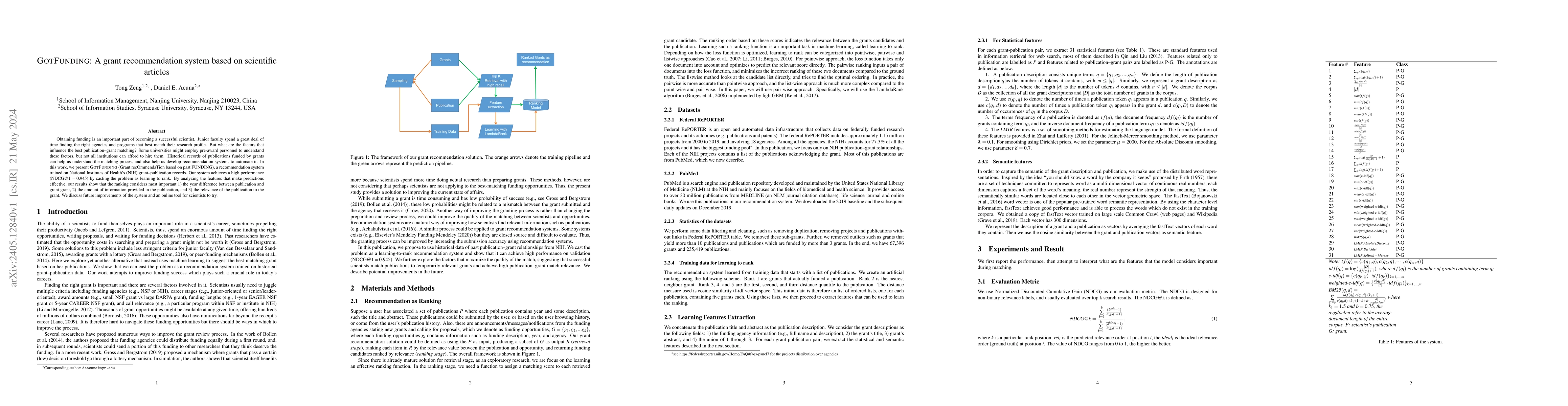 Thumbnail for GotFunding: A grant recommendation system based on scientific articles