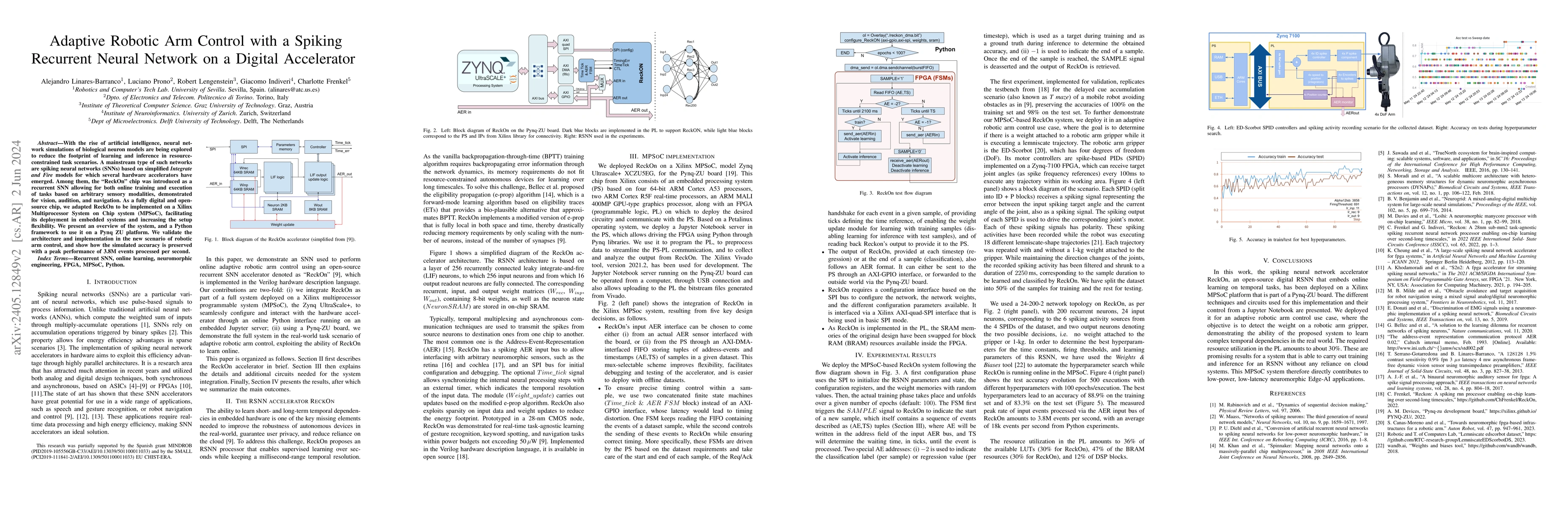 Thumbnail for Adaptive Robotic Arm Control with a Spiking Recurrent Neural Network on
  a Digital Accelerator