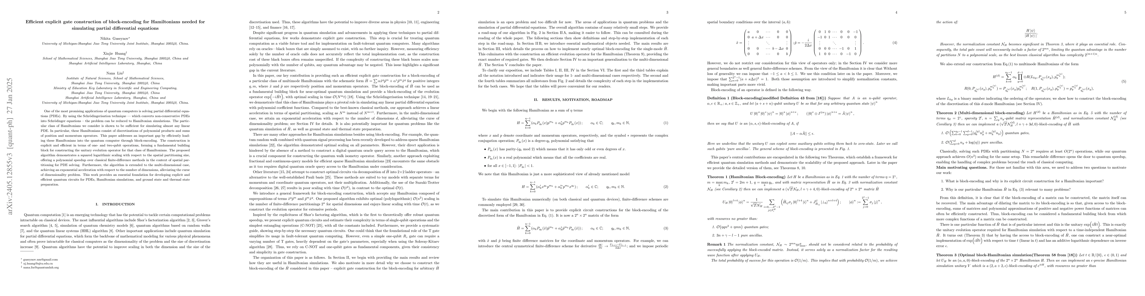 Thumbnail for Explicit gate construction of block-encoding for Hamiltonians needed for
  simulating partial differential equations