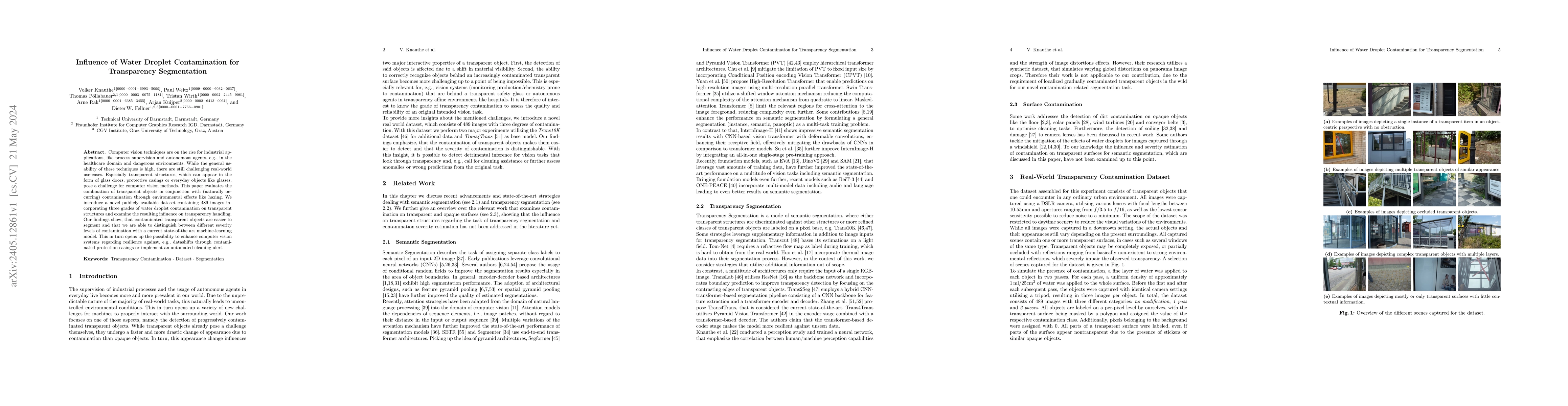 Thumbnail for Influence of Water Droplet Contamination for Transparency Segmentation