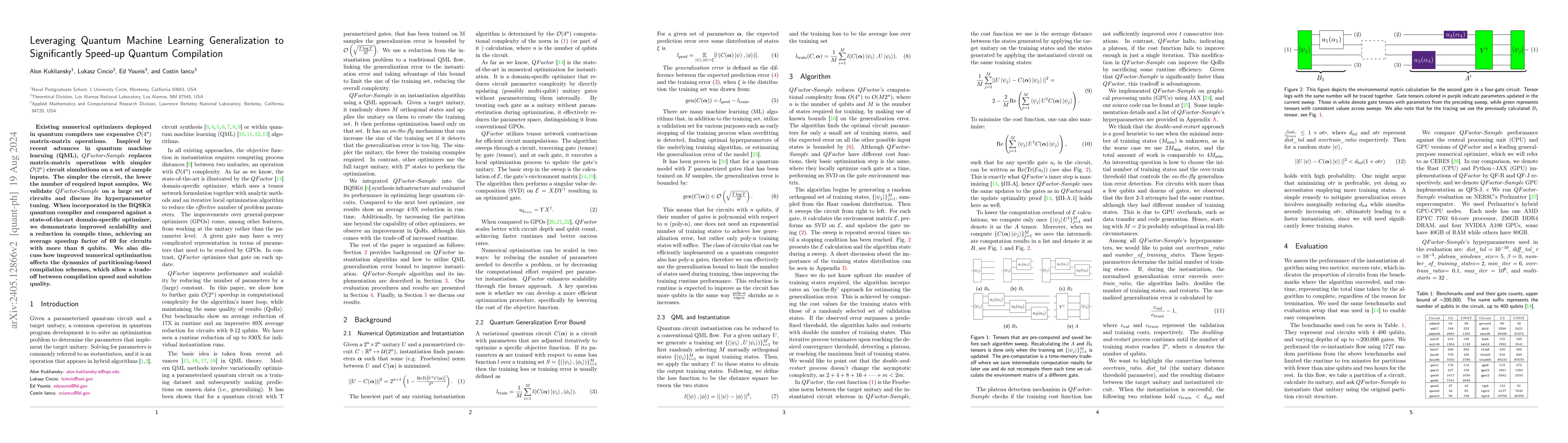 Thumbnail for Leveraging Quantum Machine Learning Generalization to Significantly
  Speed-up Quantum Compilation