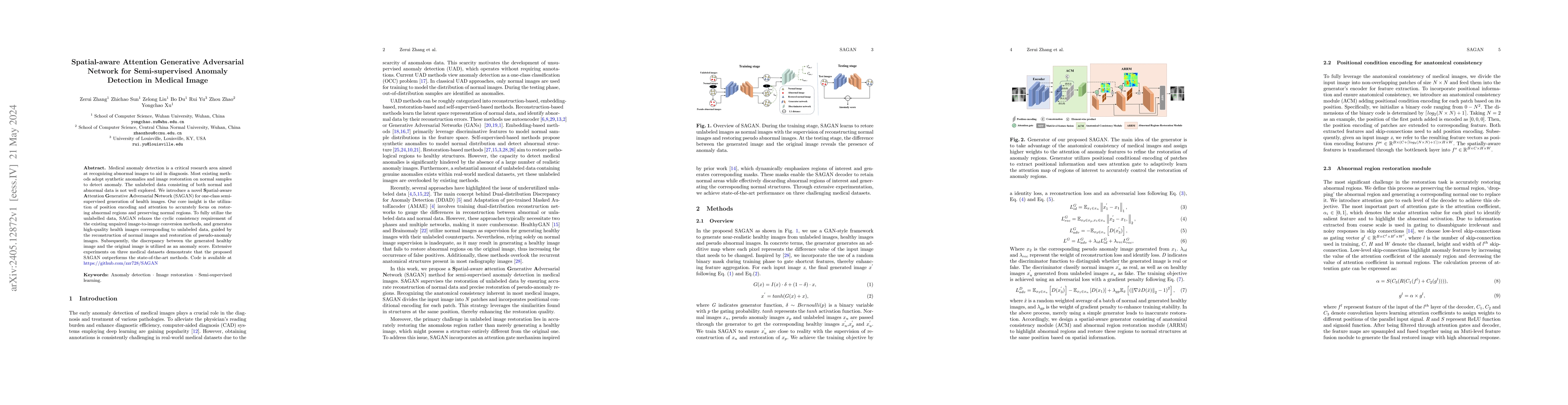 Thumbnail for Spatial-aware Attention Generative Adversarial Network for
  Semi-supervised Anomaly Detection in Medical Image
