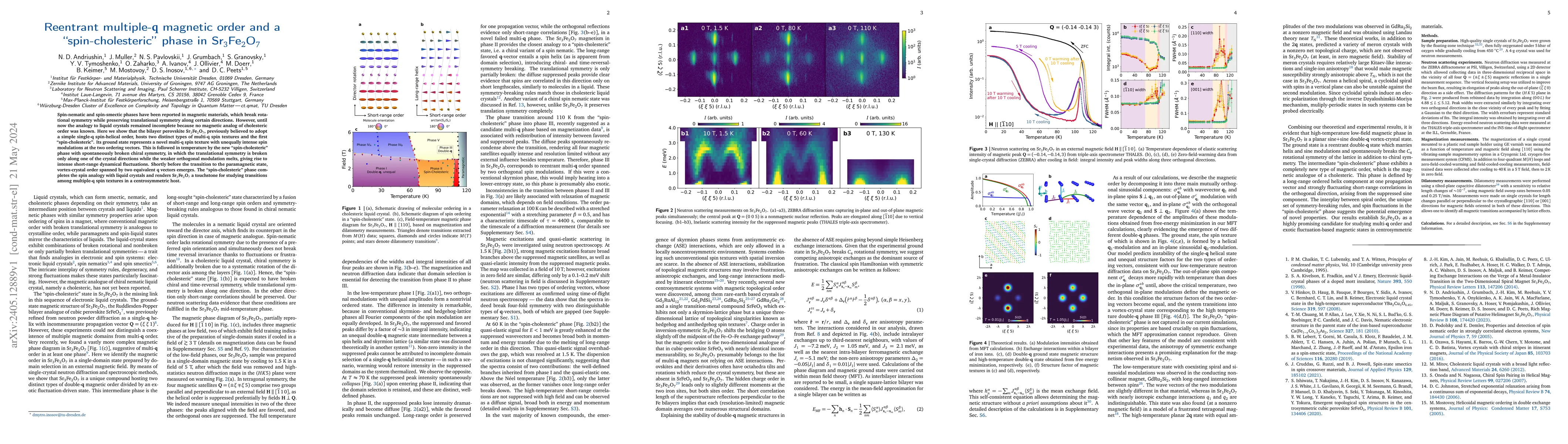Thumbnail for Reentrant multiple-$\mathbf{q}$ magnetic order and a "spin-cholesteric"
  phase in Sr$_3$Fe$_2$O$_7$