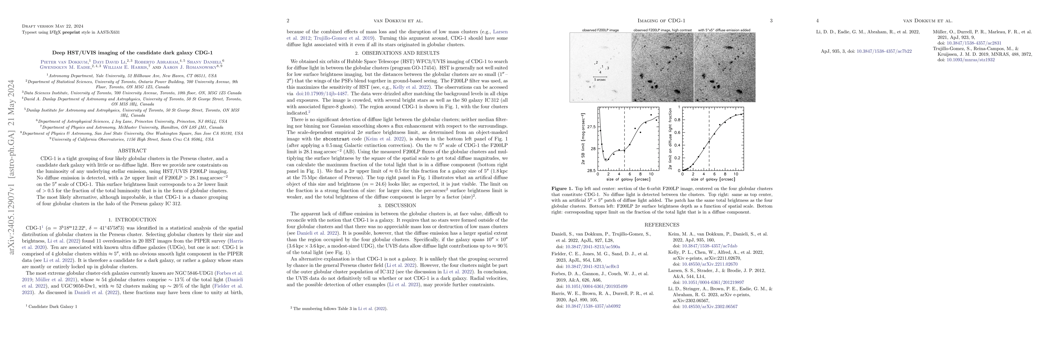 Thumbnail for Deep HST/UVIS imaging of the candidate dark galaxy CDG-1