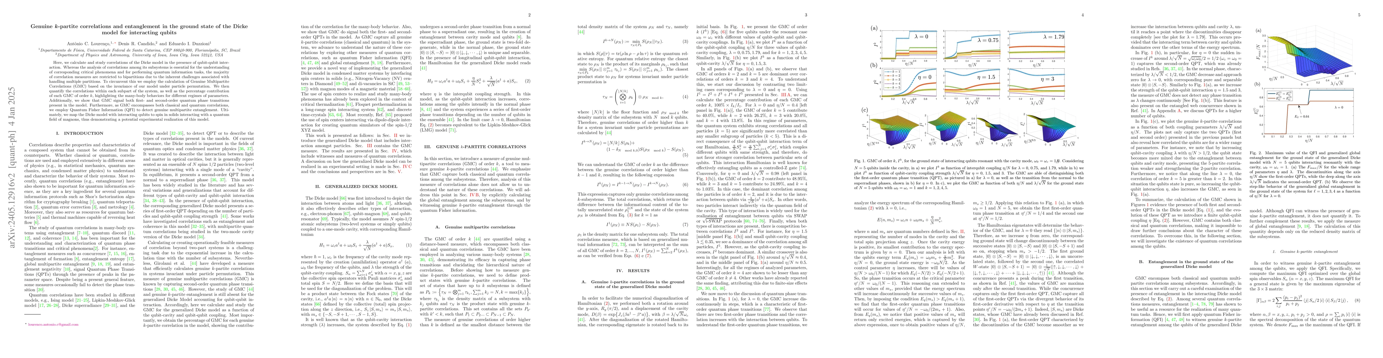 Thumbnail for Genuine $k$-partite correlations and entanglement in the ground state of
  the Dicke model for interacting qubits