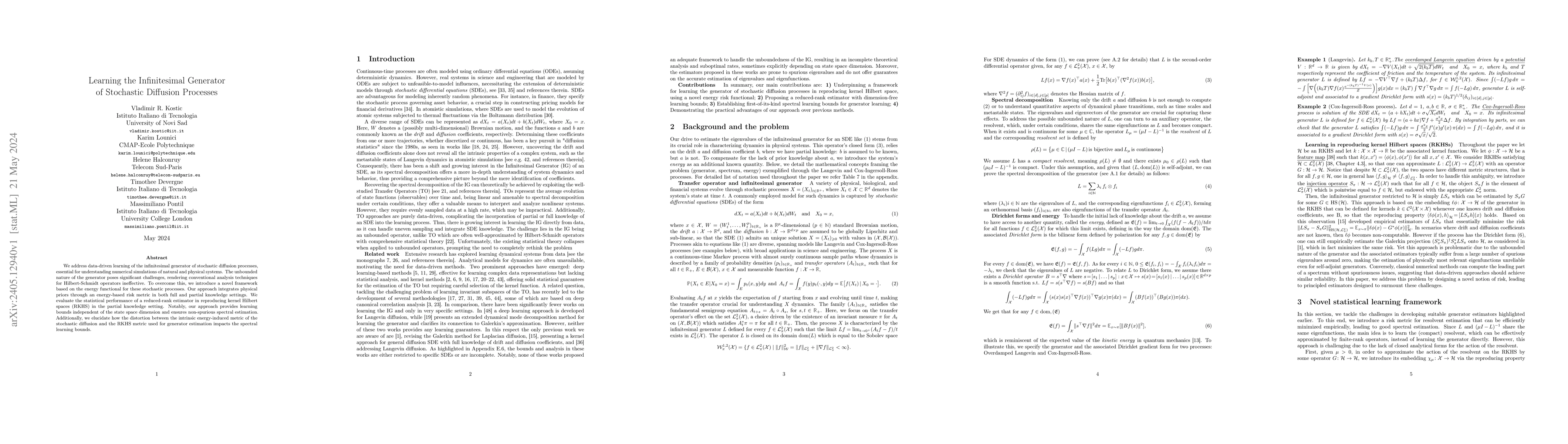 Thumbnail for Learning the Infinitesimal Generator of Stochastic Diffusion Processes