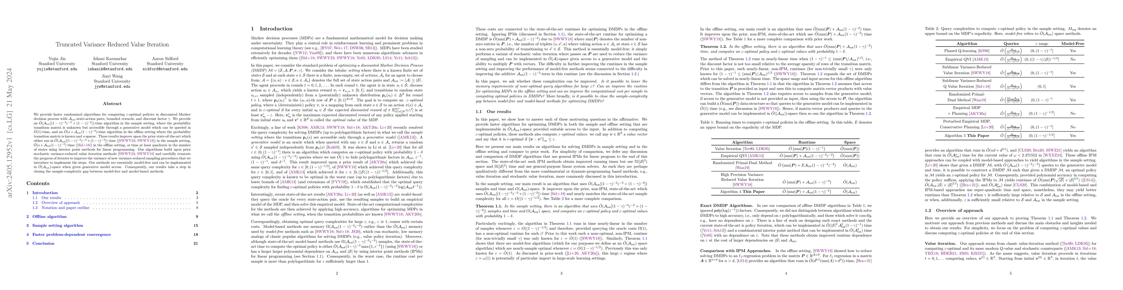 Thumbnail for Truncated Variance Reduced Value Iteration