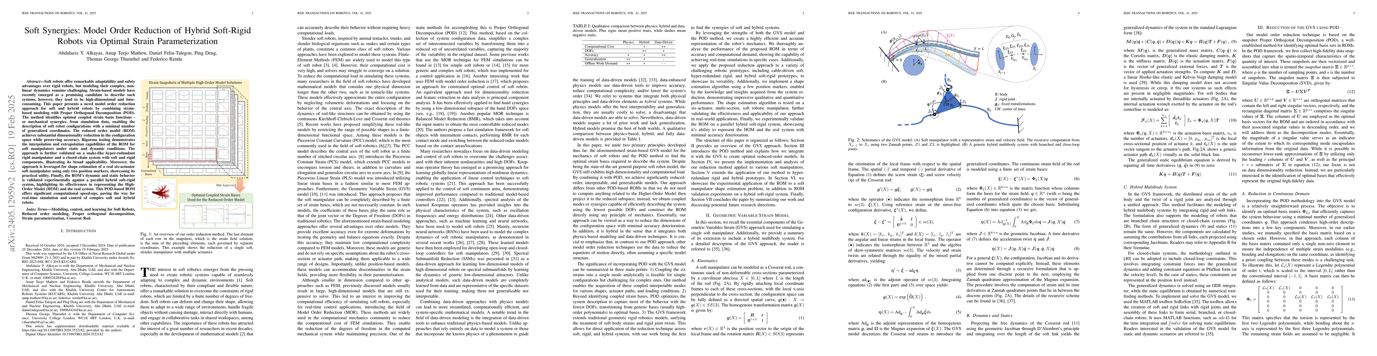 Thumbnail for Soft Synergies: Model Order Reduction of Hybrid Soft-Rigid Robots via
  Optimal Strain Parameterization