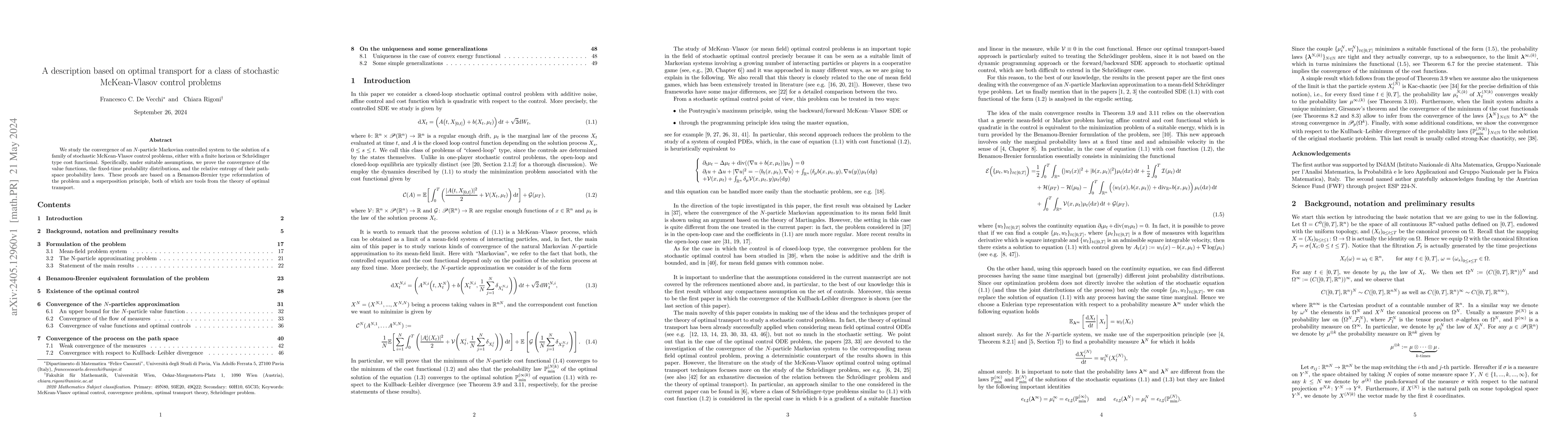 Thumbnail for A description based on optimal transport for a class of stochastic
  McKean-Vlasov control problems