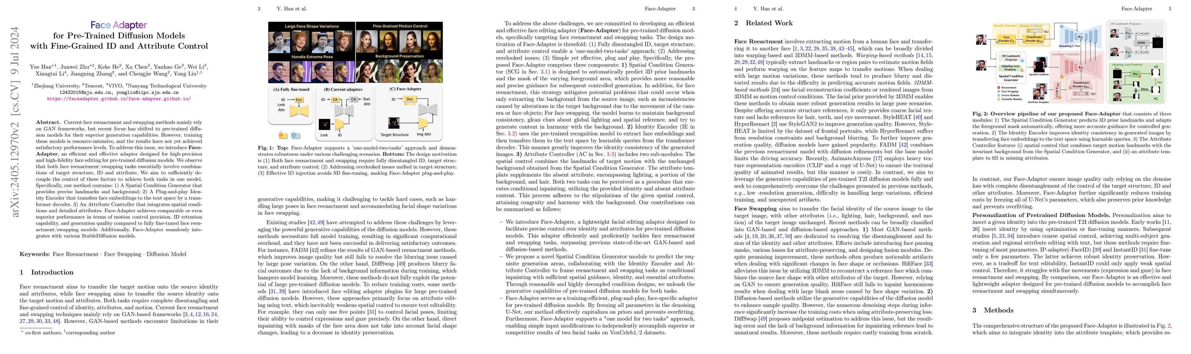 Thumbnail for Face Adapter for Pre-Trained Diffusion Models with Fine-Grained ID and
  Attribute Control