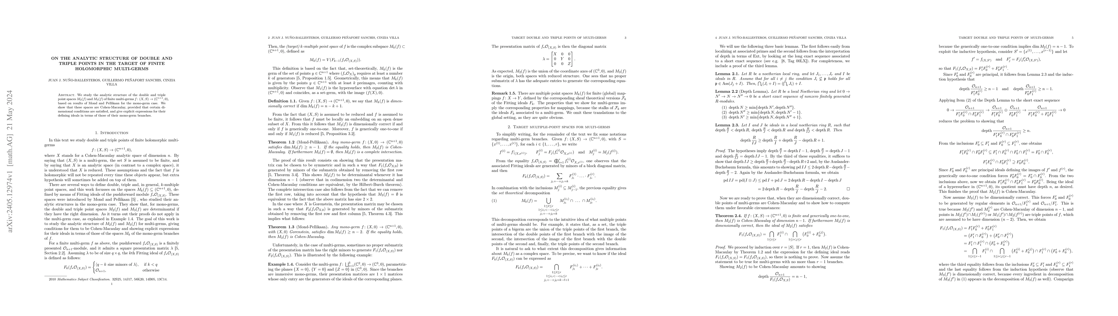 Thumbnail for On the analytic structure of double and triple points in the target of
  finite holomorphic multi-germs