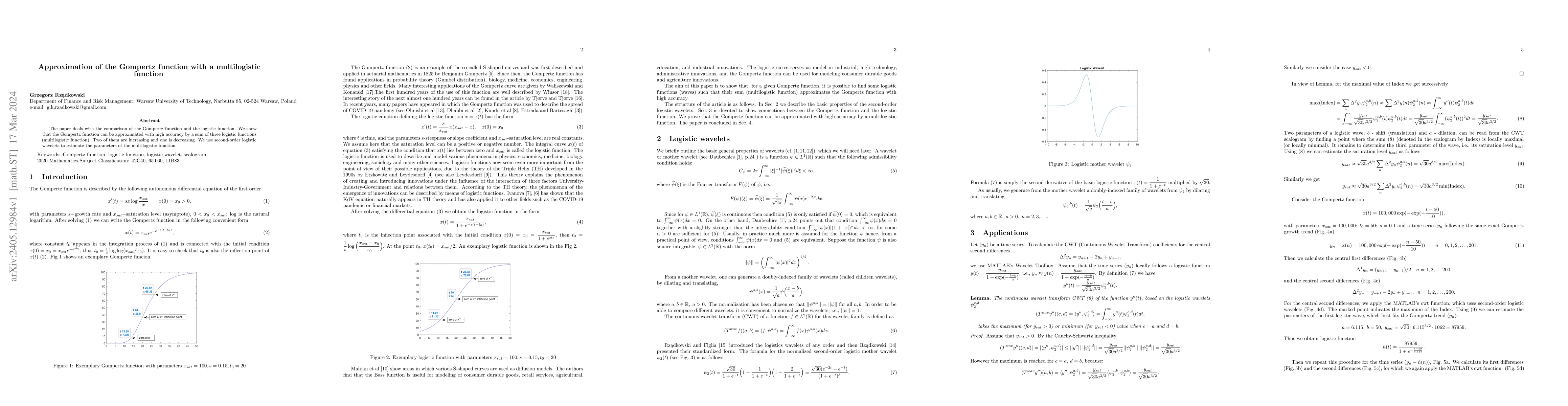Thumbnail for Approximation of the Gompertz function with a multilogistic function
