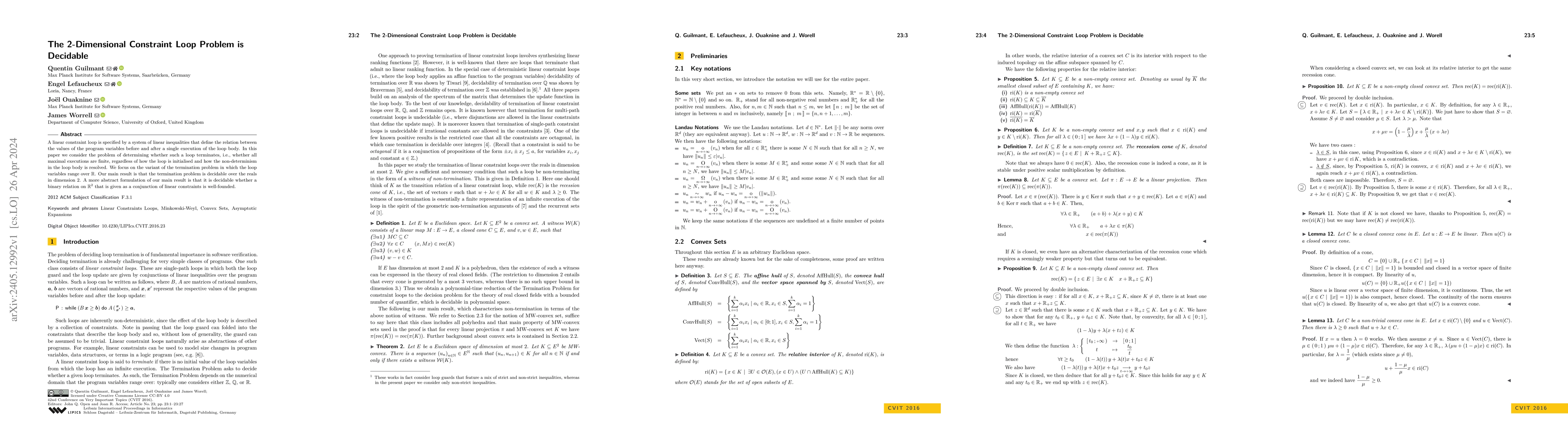 Thumbnail for The 2-Dimensional Constraint Loop Problem is Decidable