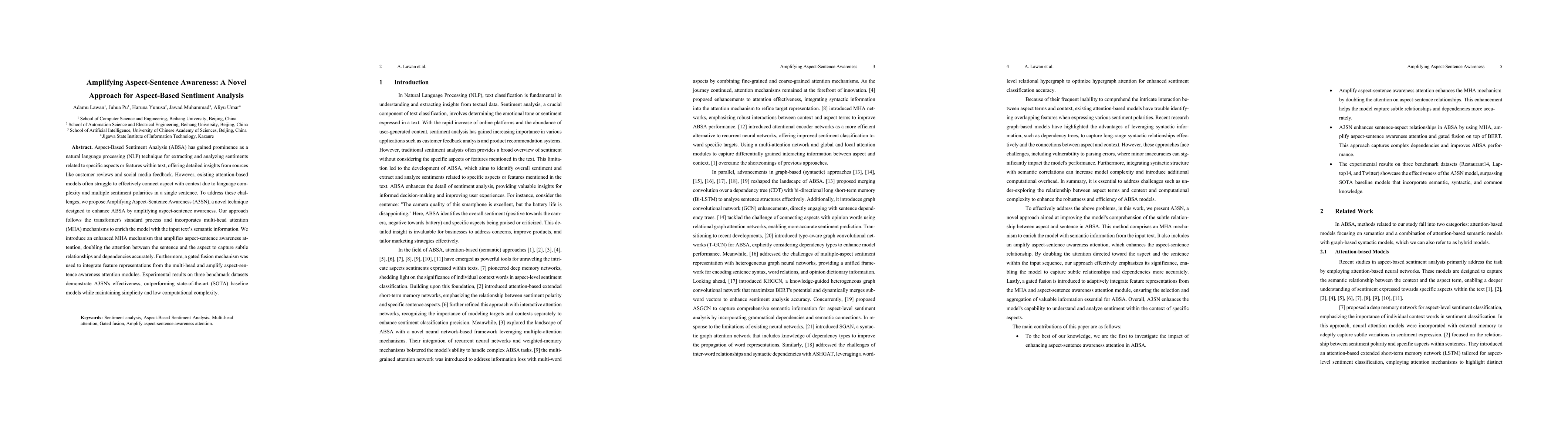 Thumbnail for Amplifying Aspect-Sentence Awareness: A Novel Approach for Aspect-Based
  Sentiment Analysis