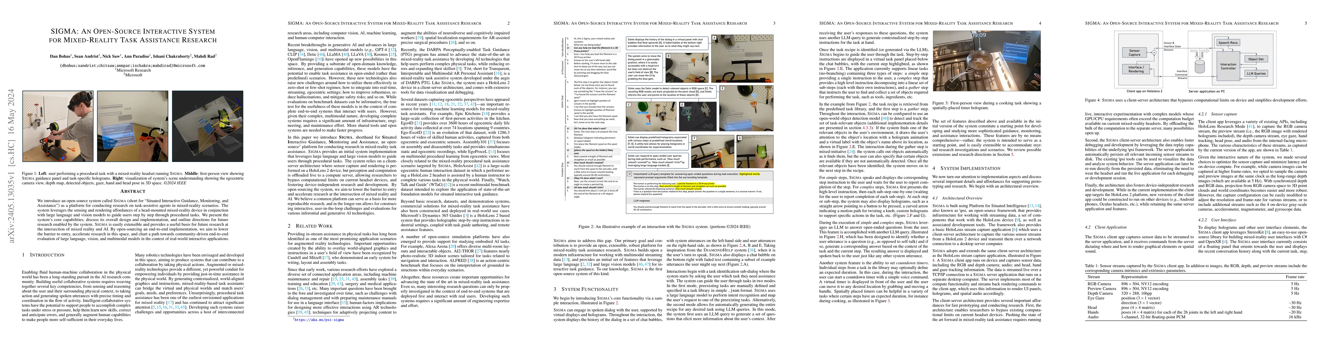 Thumbnail for SIGMA: An Open-Source Interactive System for Mixed-Reality Task
  Assistance Research