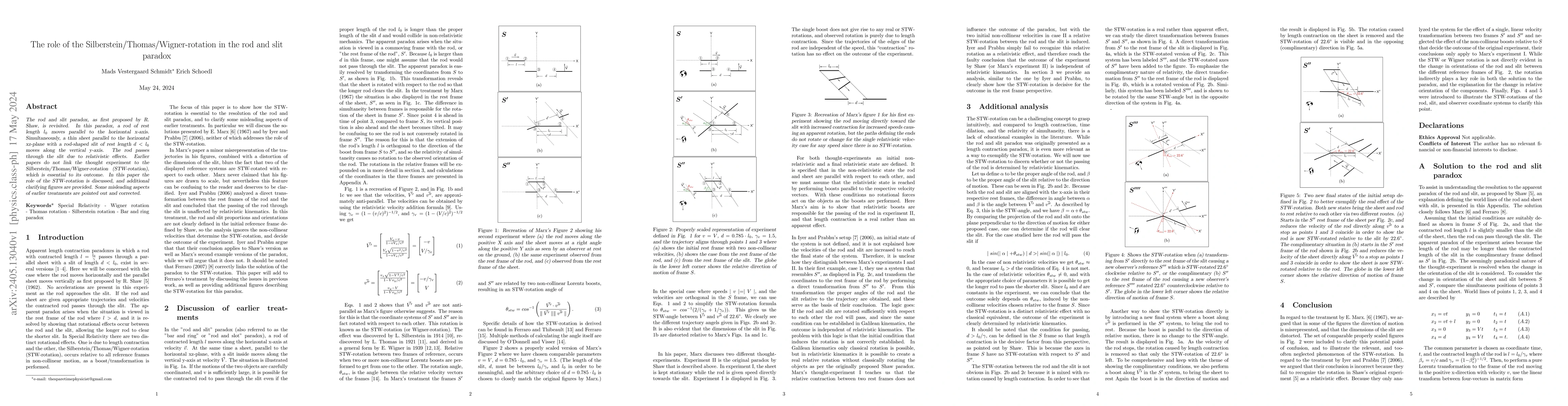 Thumbnail for The role of the Silberstein/Thomas/Wigner-rotation in the rod and slit
  paradox