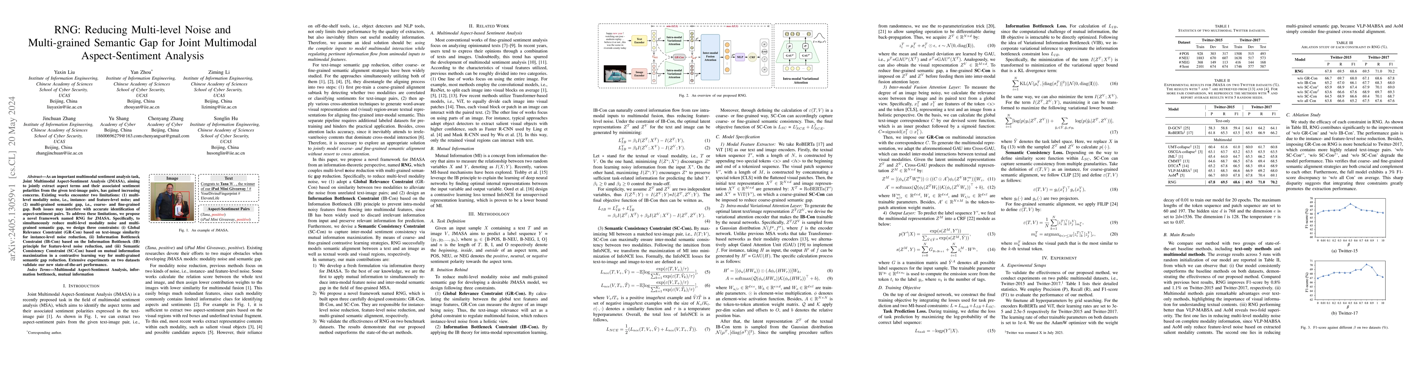 Thumbnail for RNG: Reducing Multi-level Noise and Multi-grained Semantic Gap for Joint
  Multimodal Aspect-Sentiment Analysis
