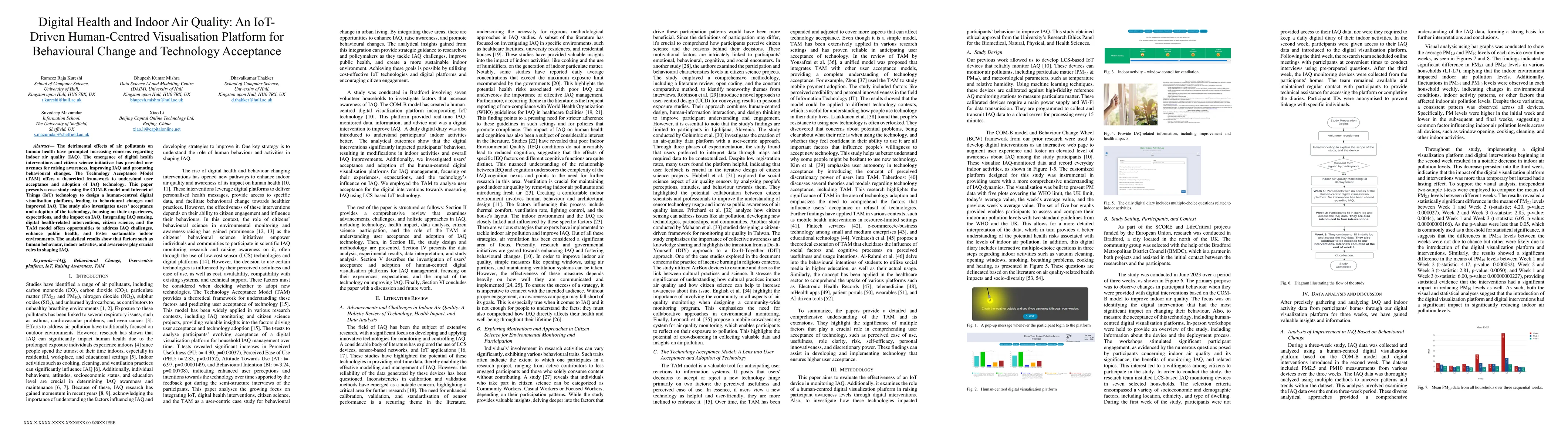 Thumbnail for Digital Health and Indoor Air Quality: An IoT-Driven Human-Centred
  Visualisation Platform for Behavioural Change and Technology Acceptance