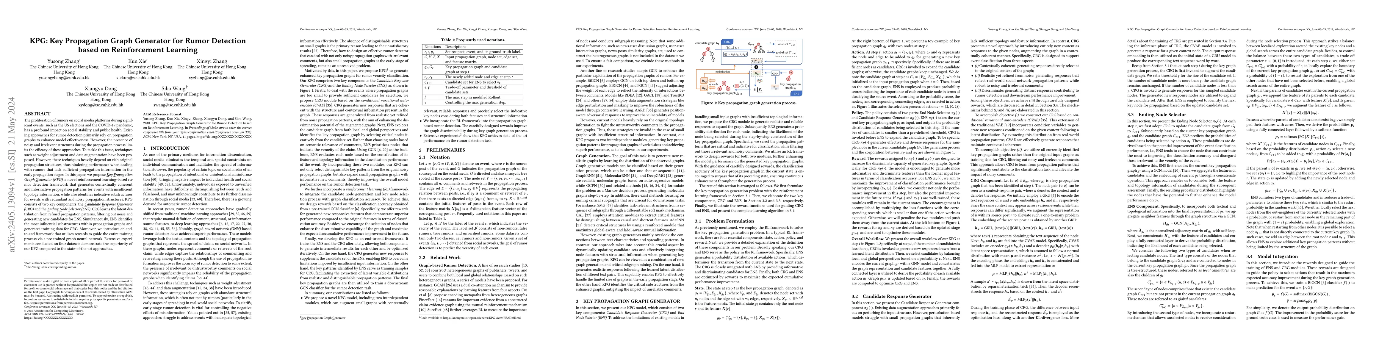 Thumbnail for KPG: Key Propagation Graph Generator for Rumor Detection based on
  Reinforcement Learning