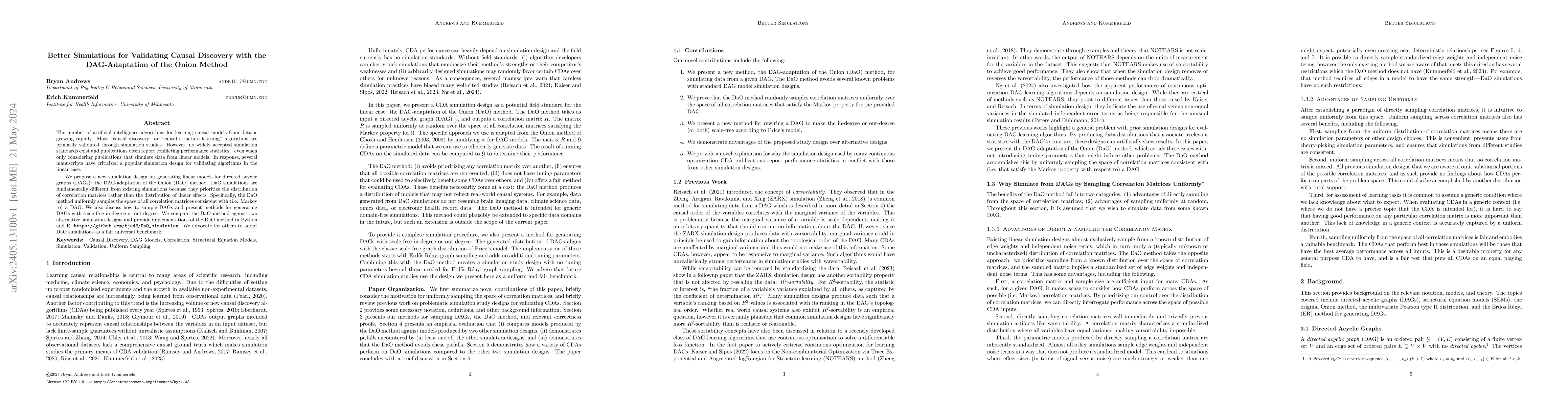 Thumbnail for Better Simulations for Validating Causal Discovery with the
  DAG-Adaptation of the Onion Method